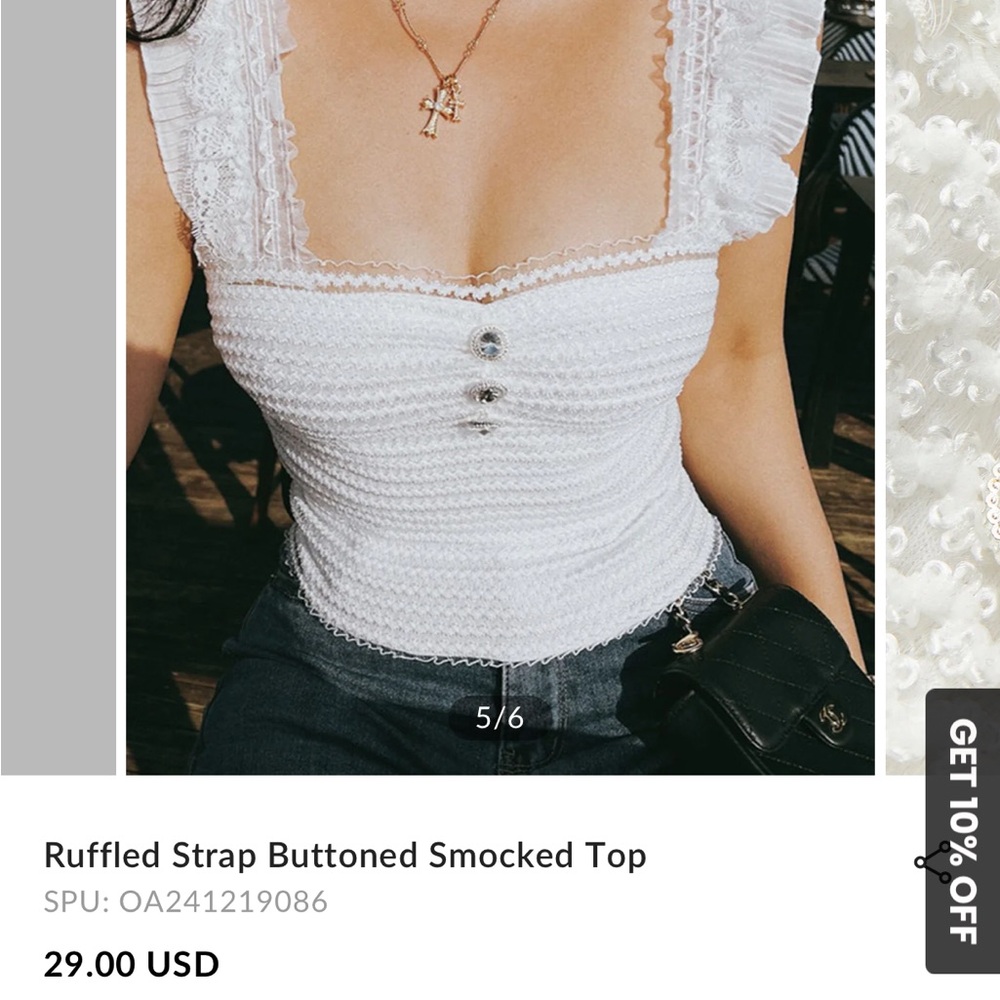 BRAND NEW Commense White Ruffled Smocked Crop Top